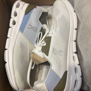 On Running Women's Sneakers - White, Olive, and Light Blue